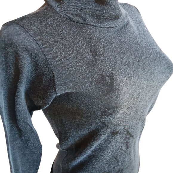 Vintage Small High-Neck Sweater 1960's Sterntex Charcoal Black Beatnik - Picture 4 of 7